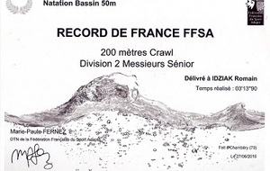 COPO NATATION: Nouveau record de France et champion de France pour Romain IDZIAK à Chambéry en bassin de 50m