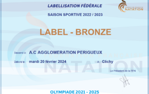 Bravo au club ACAP pour l'obtention du LABEL BRONZE par la FFN saison 2022-2023