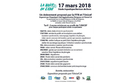 11ième NUIT DE L'EAU 2018 piscine BdB: Le programme