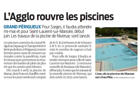 Grand Périgueux: L'agglo rouvre les piscines