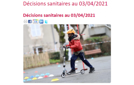 Décisions sanitaires au 03/04/2021
